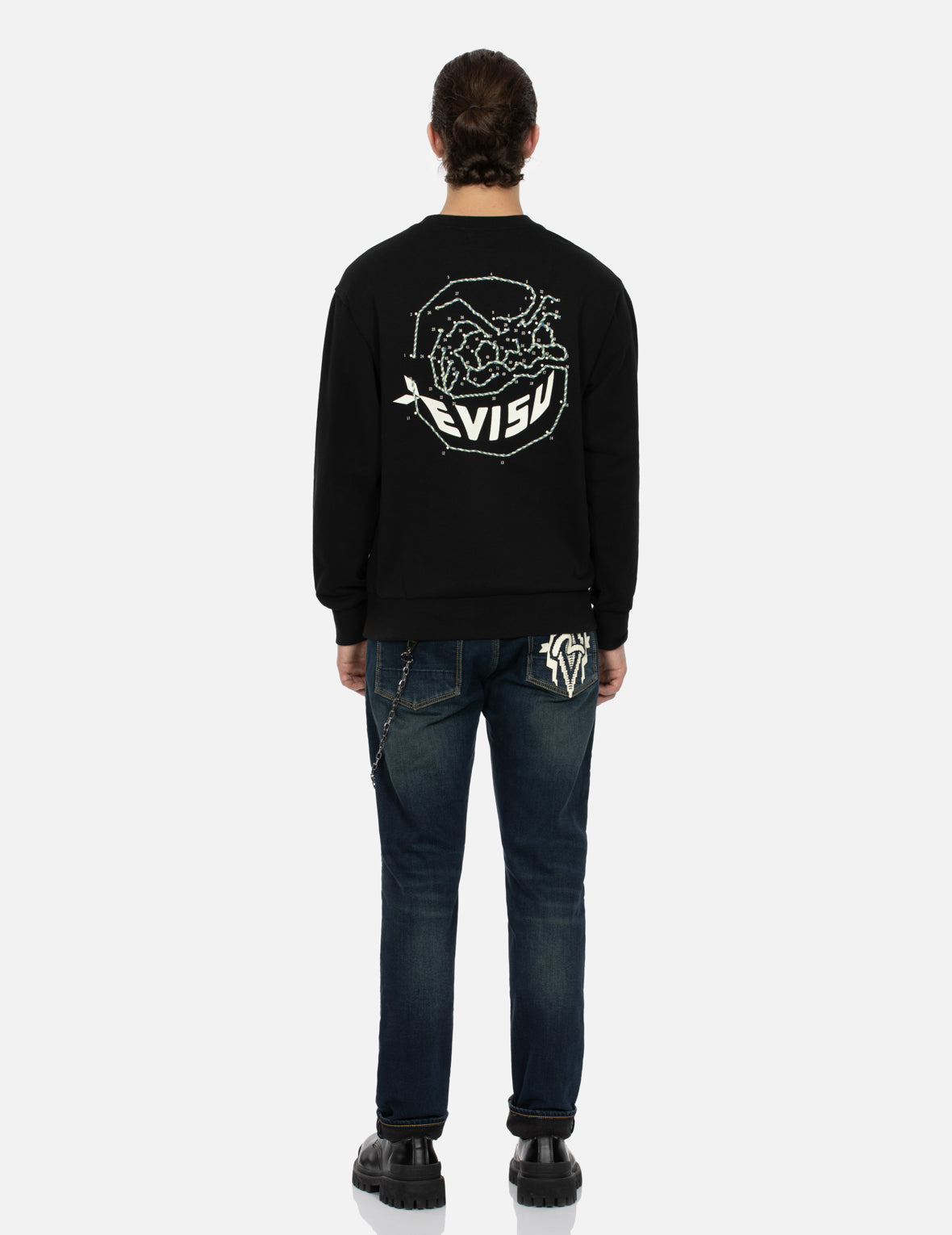 Logo and Ninja Daruma Daicock Print Relax Fit Sweatshirt – EVISU