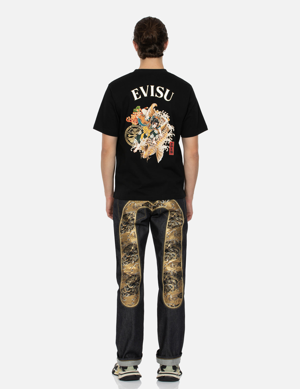 Sea God Print and Seagull Brocade Appliqué  Regular Fit T-shirt