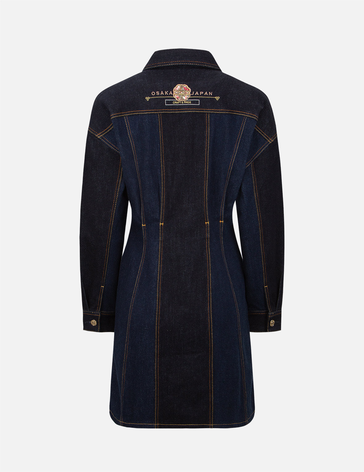 Seagull and Kamon Embroidery Denim Blocking Dress – EVISU