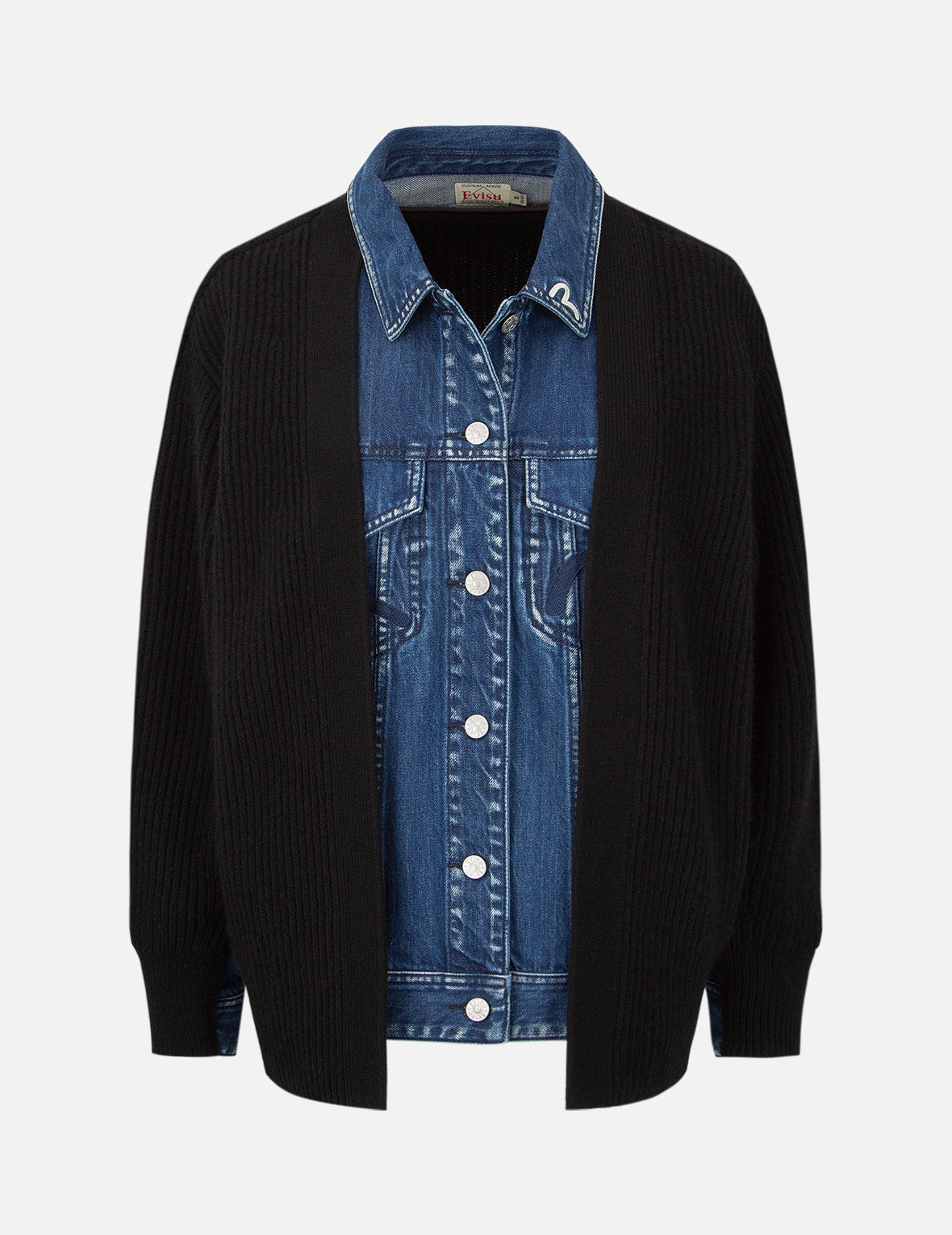 Fabric Blocking Denim Shirt Jacket