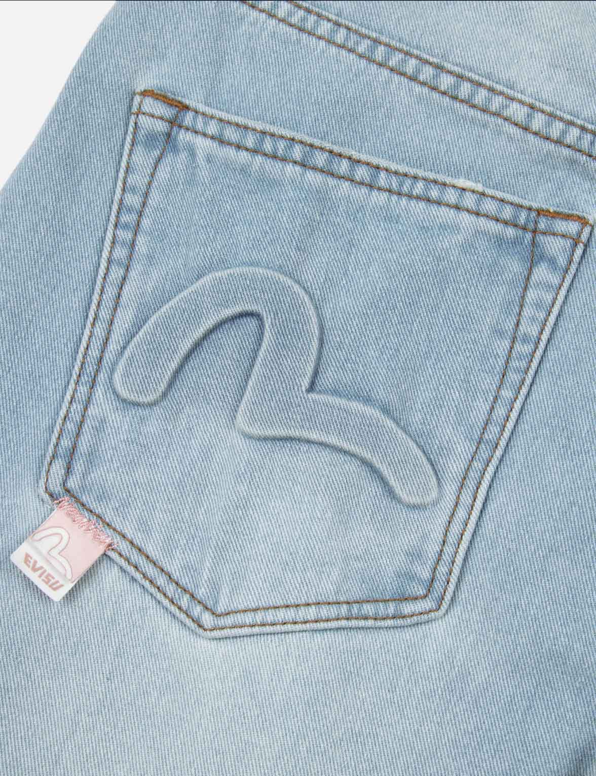 Seagull Embossed Baggy Jeans