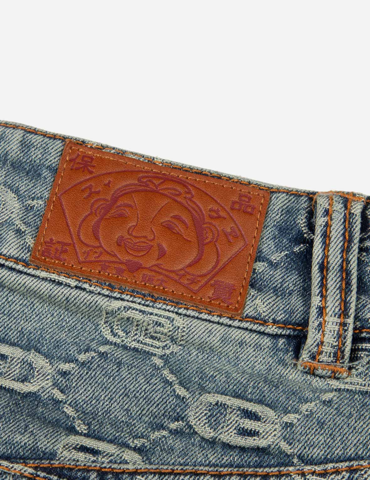 2-in-1 Allover Logo Jacquard Regular Fit Denim Skirt – EVISU