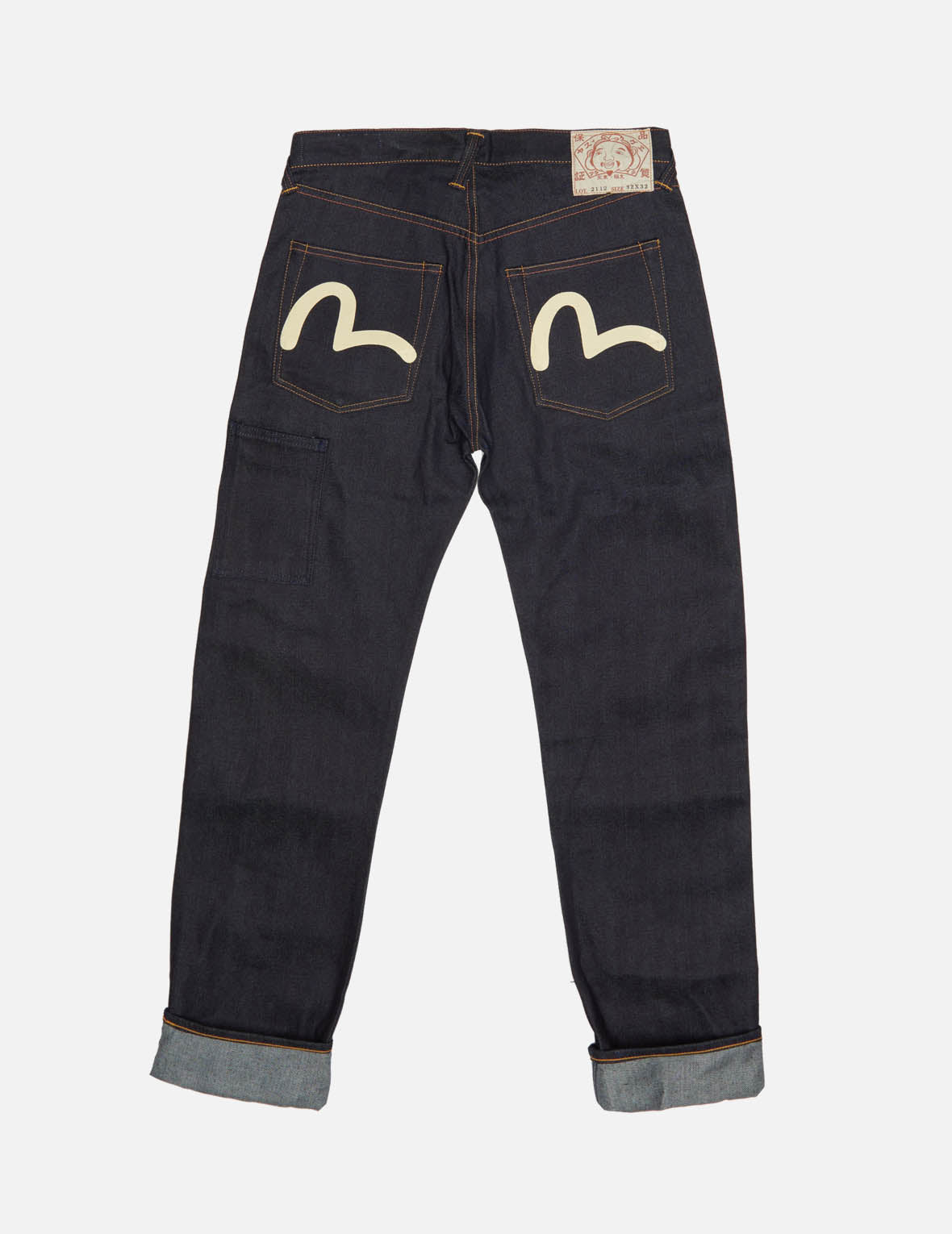 HANDPAINTED SEAGULL STRAIGHT FIT REVERSED RAW DENIM SELVEDGE JEANS