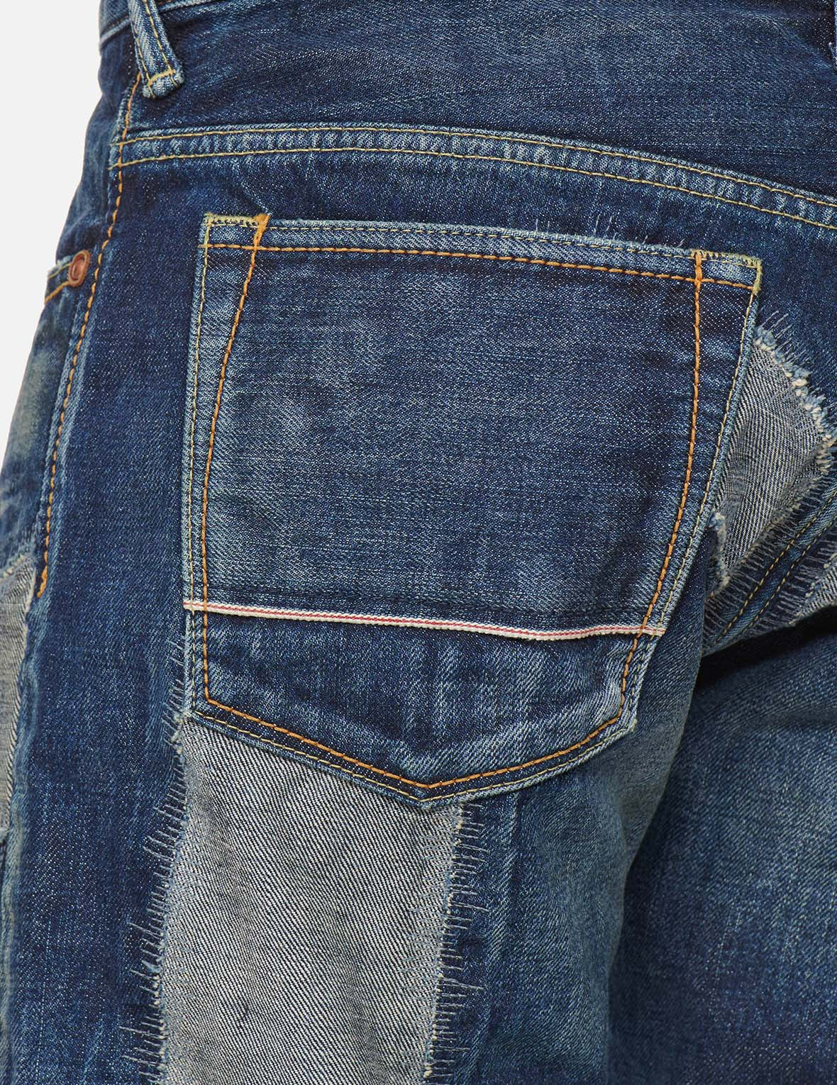 Reverse Denim Patch Carrot Fit Jeans #2017