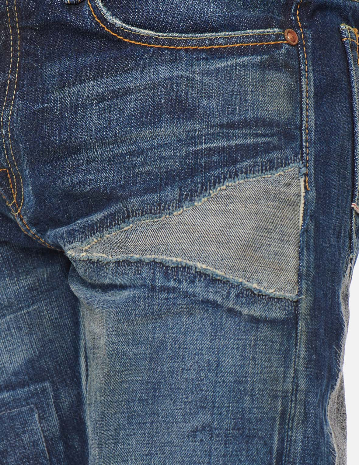 Reverse Denim Patch Carrot Fit Jeans #2017