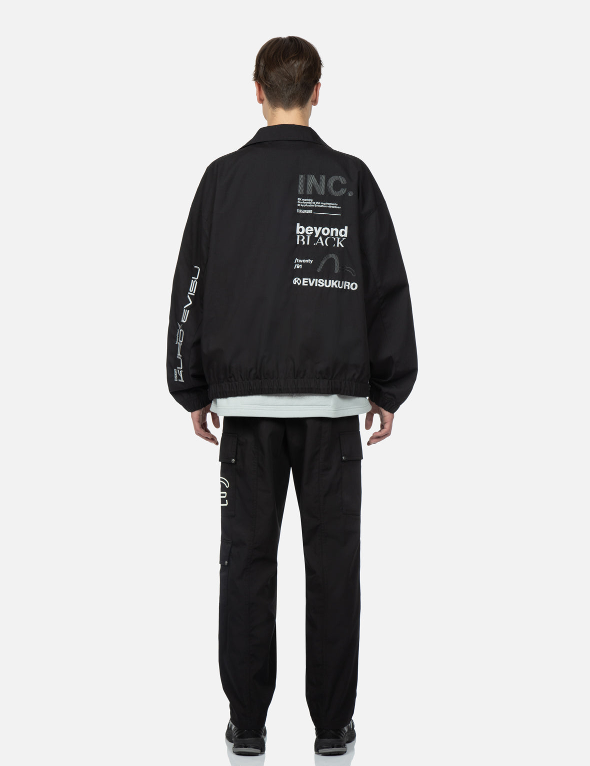 Logo and Slogan Embroidered Oversized Jacket