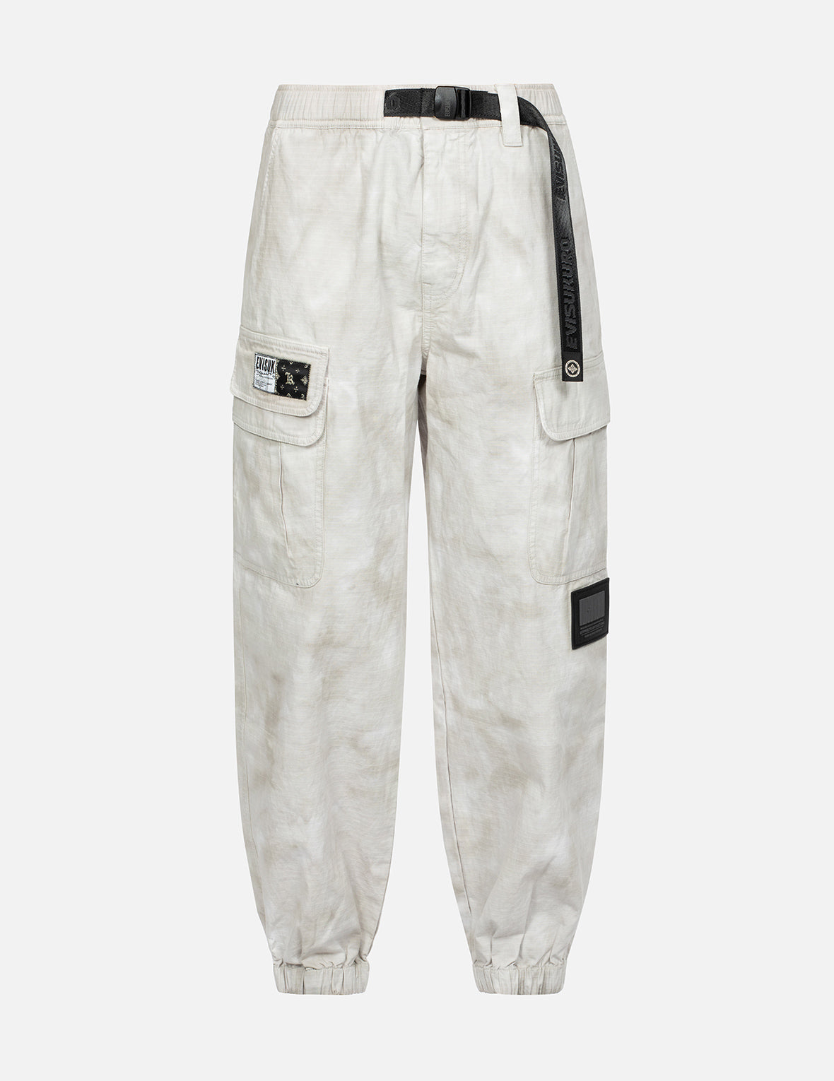 Kamon Embroidery Loose Fit Tie-Dye Cargo Joggers