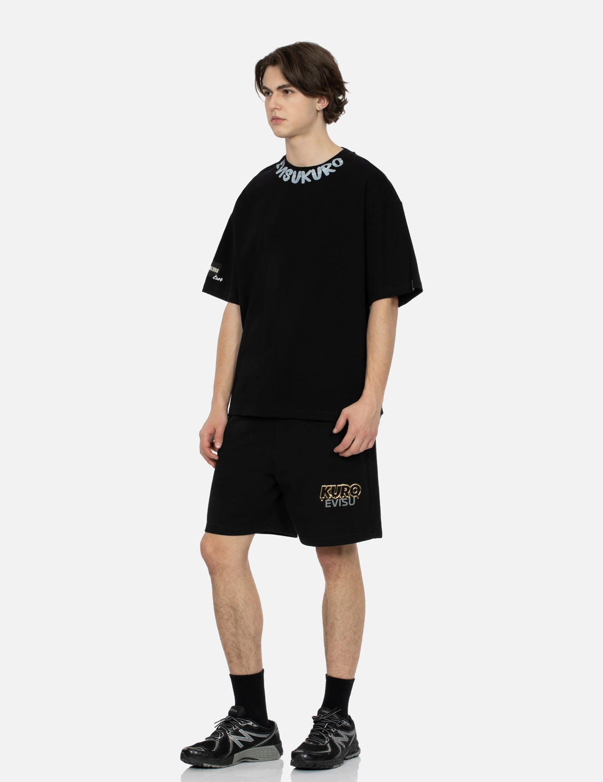 Metallic Logo Print Relax Fit Sweat Shorts – EVISU