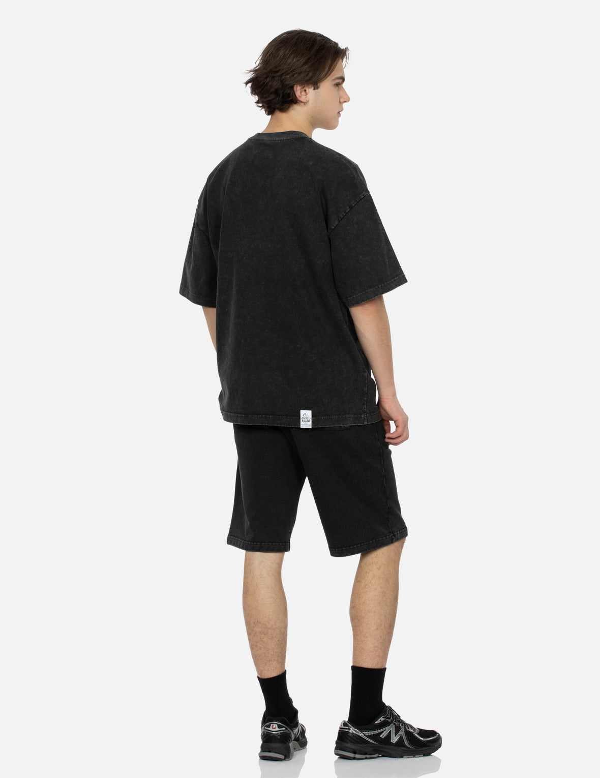 Logo and Slogan Print Oversized Pigment Dye T-Shirt