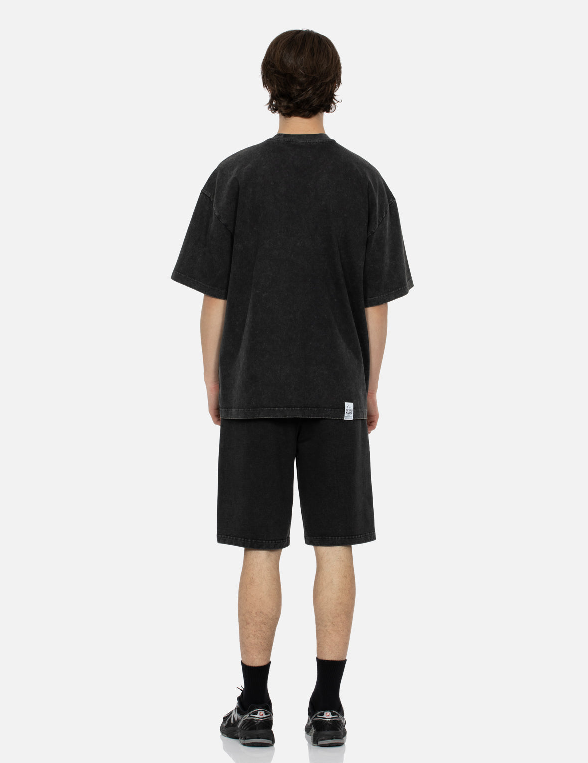 Logo and Slogan Print Oversized Pigment Dye T-Shirt