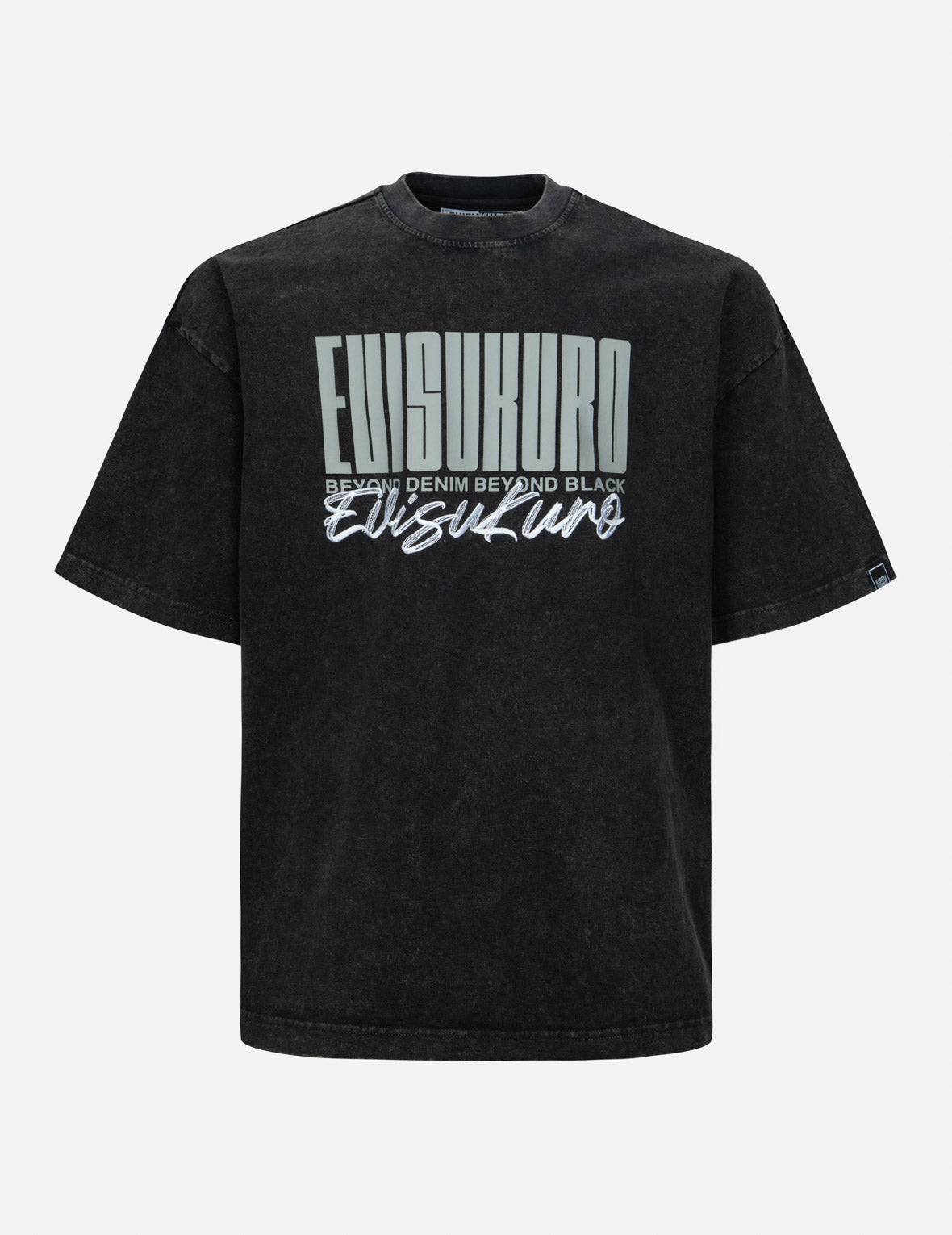 Logo and Slogan Print Oversized Pigment Dye T-Shirt – EVISU