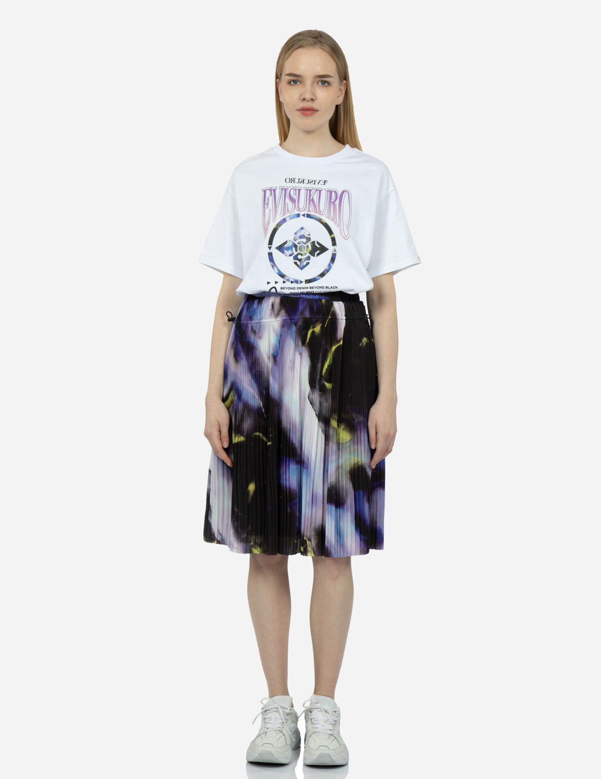 Abstract Print Pleated Front Skirt – EVISU
