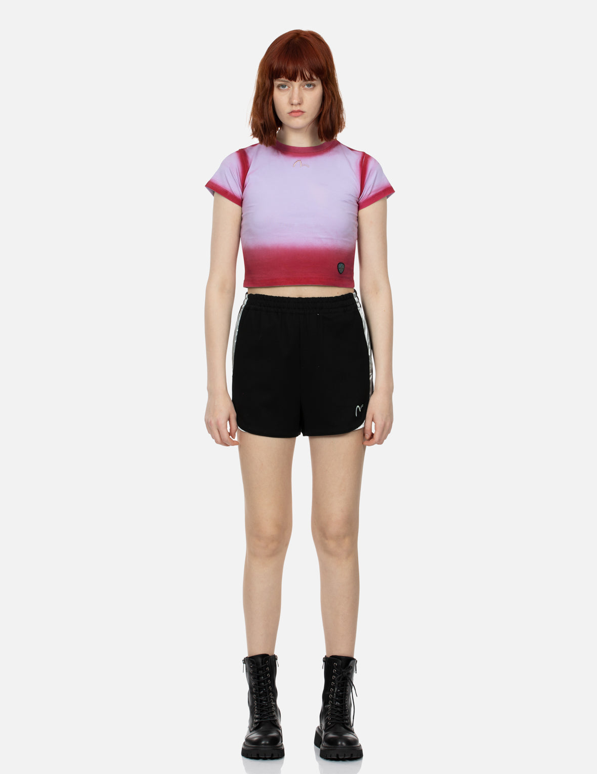 Gradient Sprayed Slim Cropped T-shirt