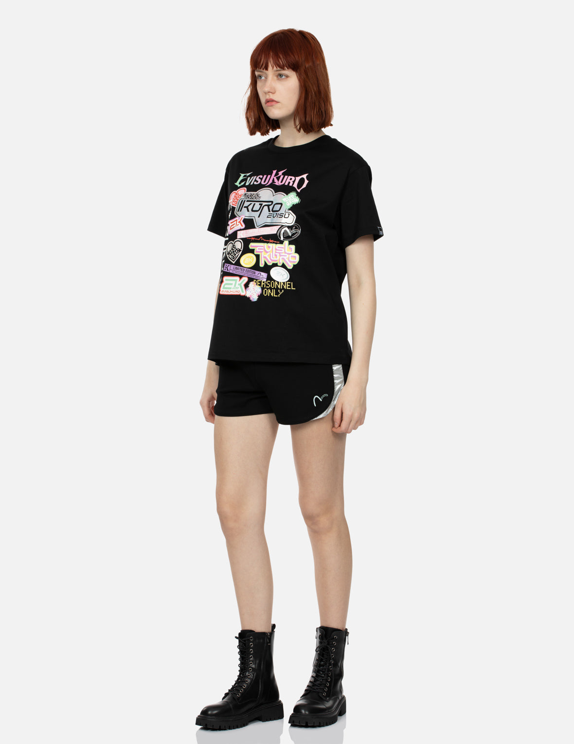 Y2K Holographic Sticker Print Boyfriend T-shirt