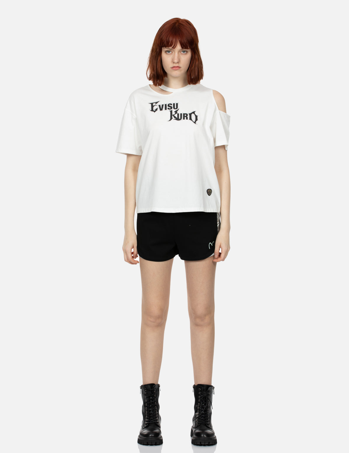 Heat Transfer Logo Print Hollow Fashion Fit T-shirt – EVISU Heat Transfer Logo Print Hollow Fashion Fit T-shirt – EVISU