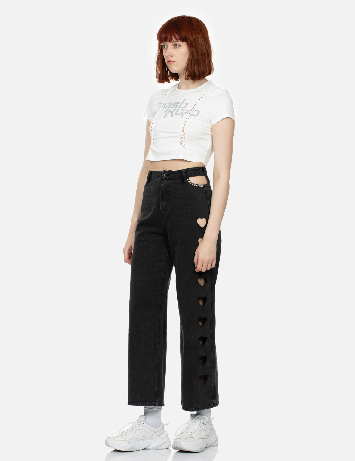 Logo Print Knotted Cropped Tee