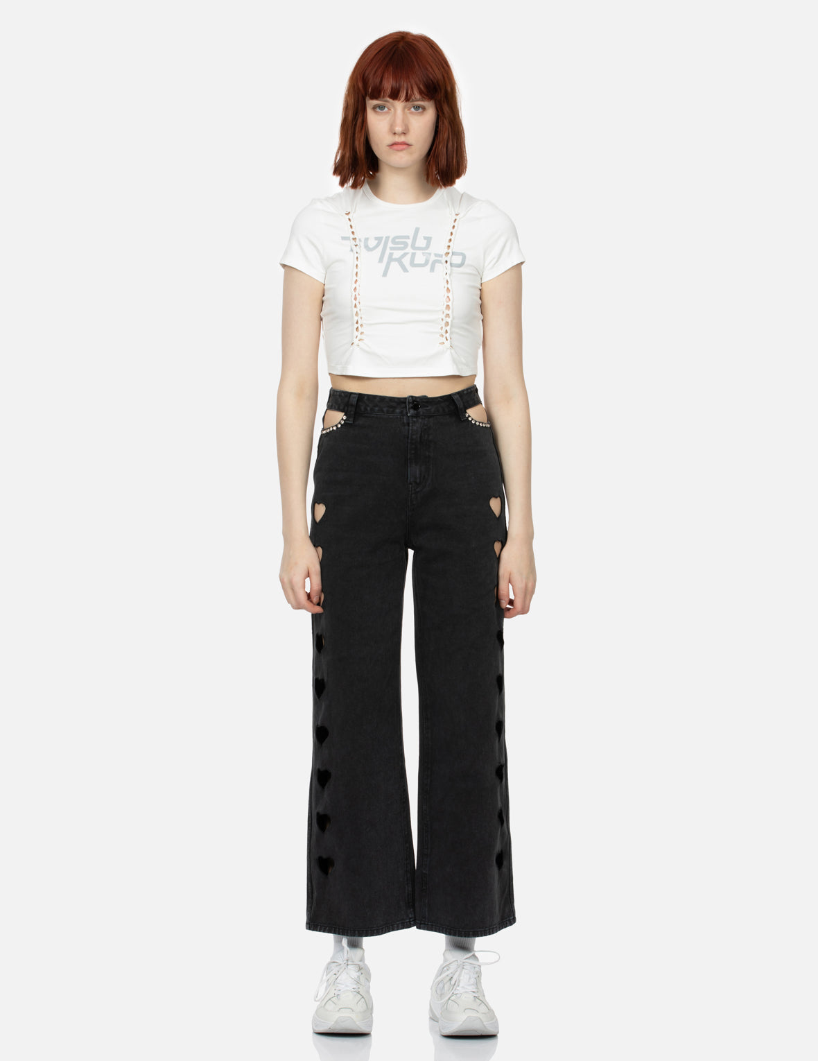 Logo Print Knotted Cropped Tee