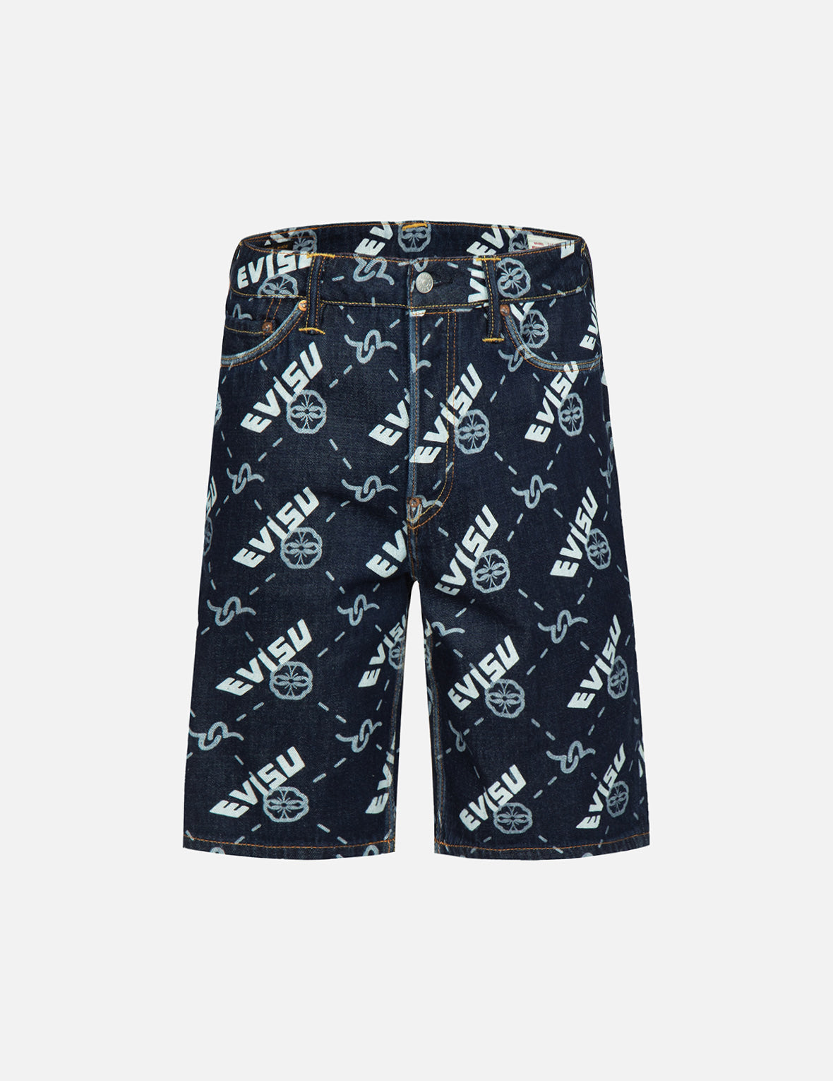 Monogram Print Denim Shorts