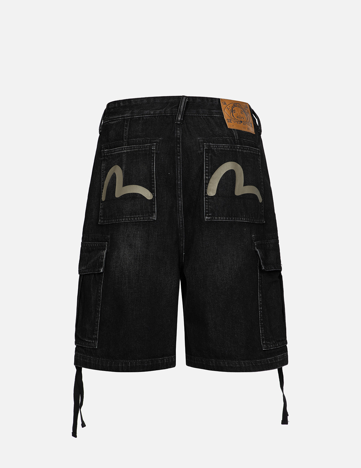 Seagull Print Cargo Denim Shorts