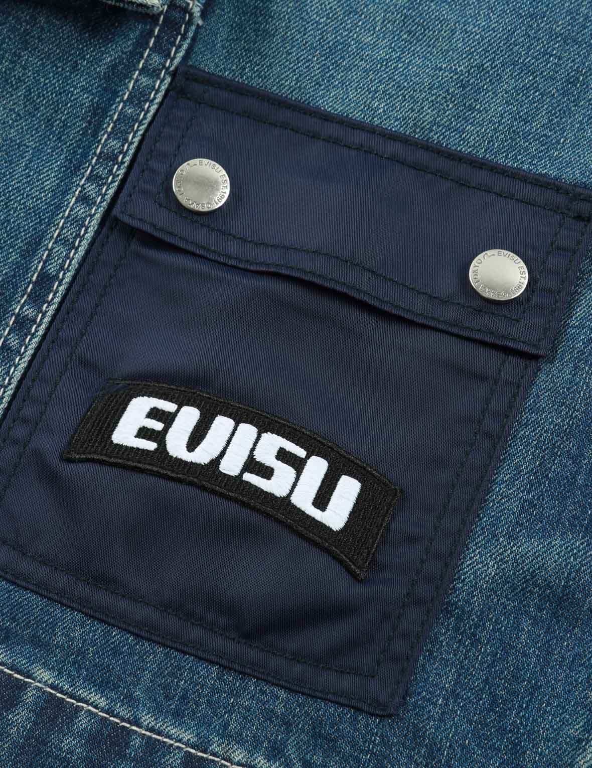 Seagull Print Cargo Denim Shorts