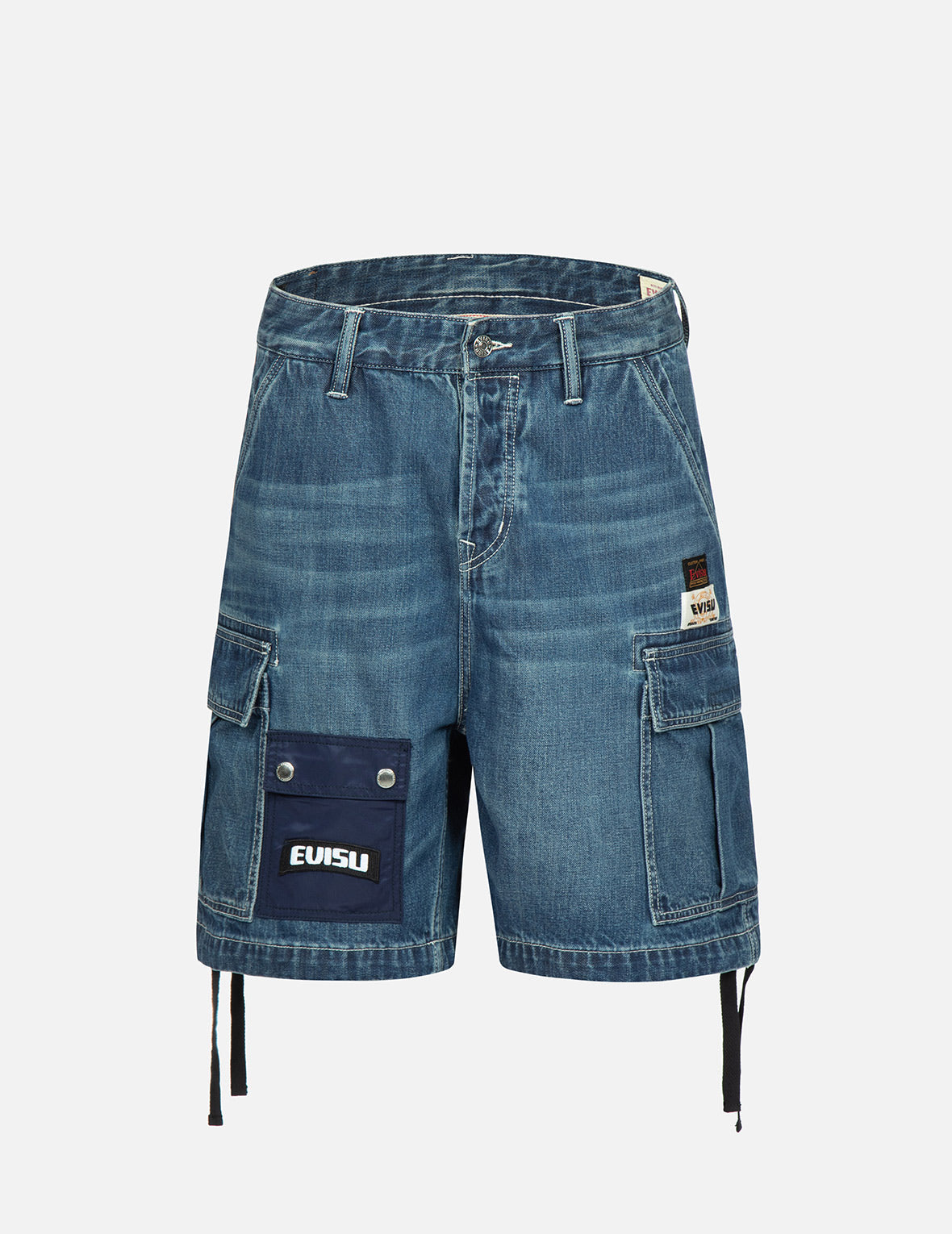 Seagull Print Cargo Denim Shorts