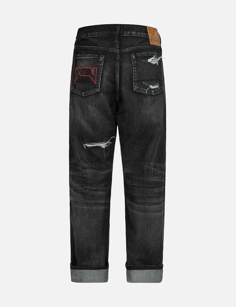 Logo Print Loose-Fit Distressed Denim Jeans – EVISU