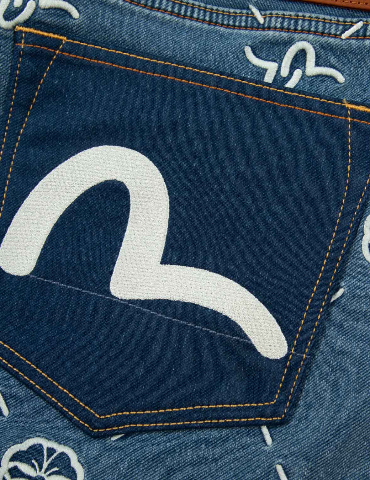 Monogram Embroidery Regular Fit Denim Jogger Pants