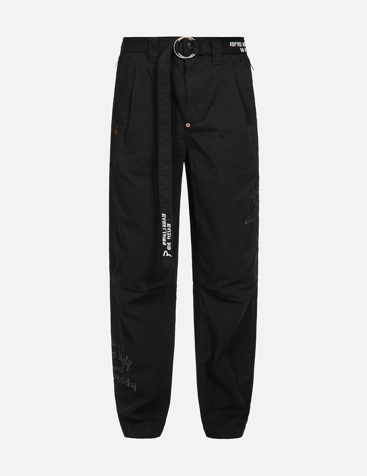 Kamon and Slogan Embroidery Loose Fit Pants