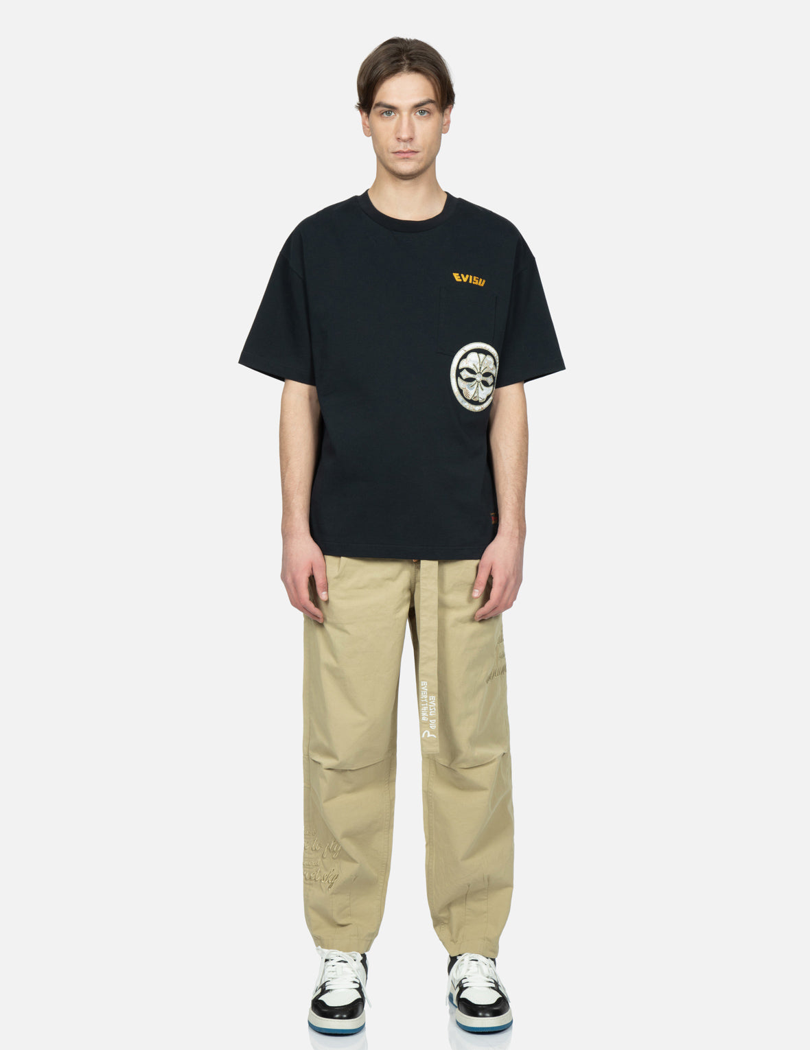 Kamon and Slogan Embroidery Loose Fit Pants – EVISU