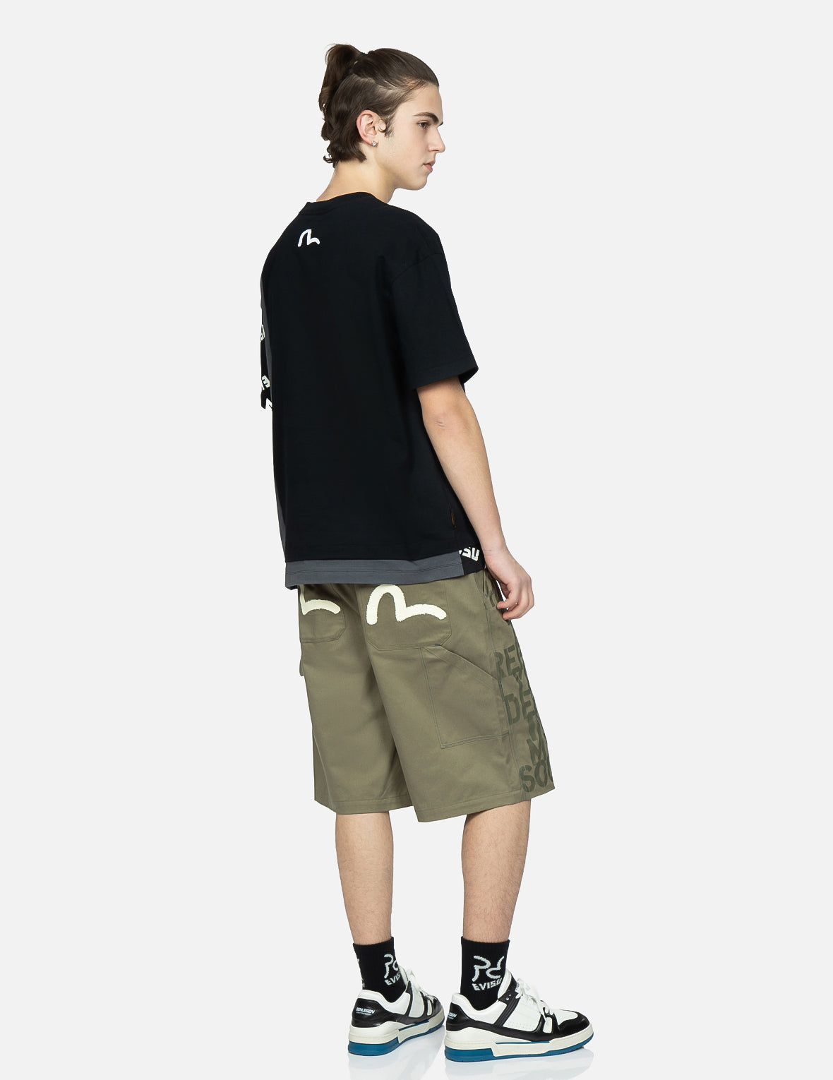 Stencil Slogan and Seagull Print Bermuda Pants – EVISU