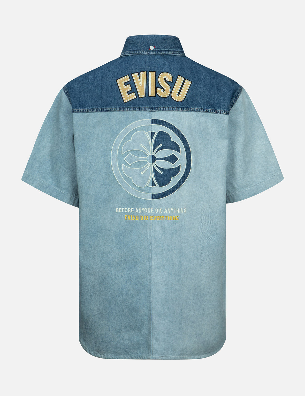 Kamon Appliqué Fabric Blocking Denim Shirt – EVISU