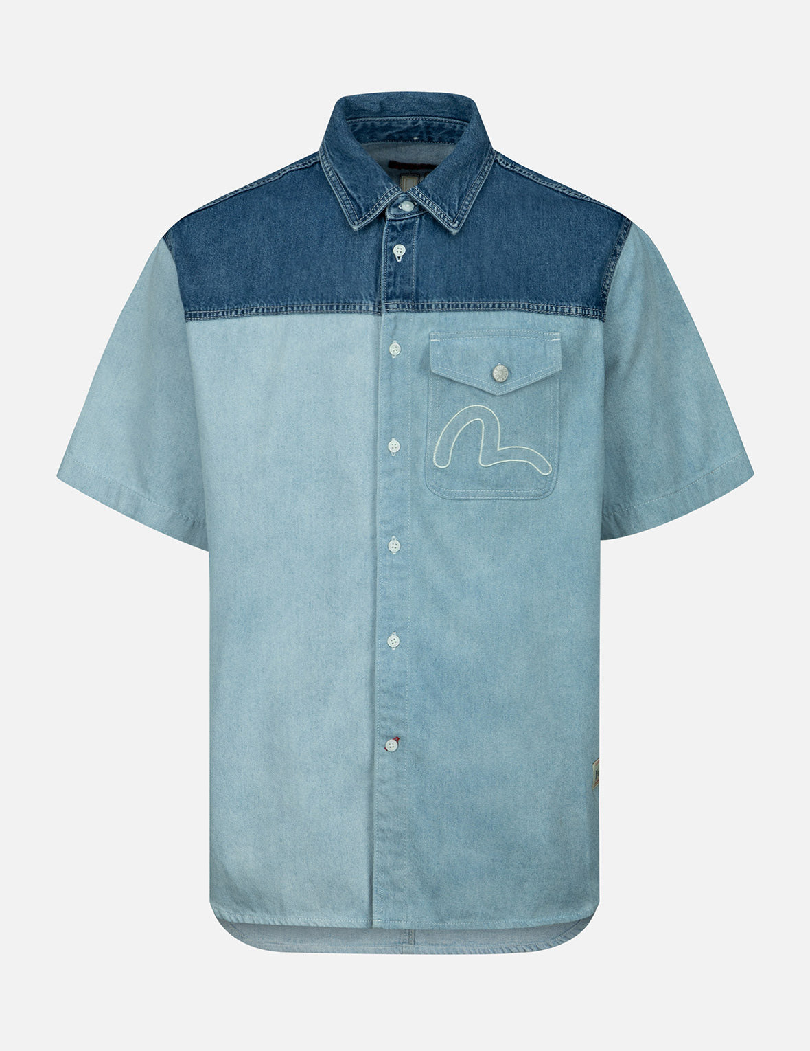 Kamon Appliqué Fabric Blocking Denim Shirt – EVISU
