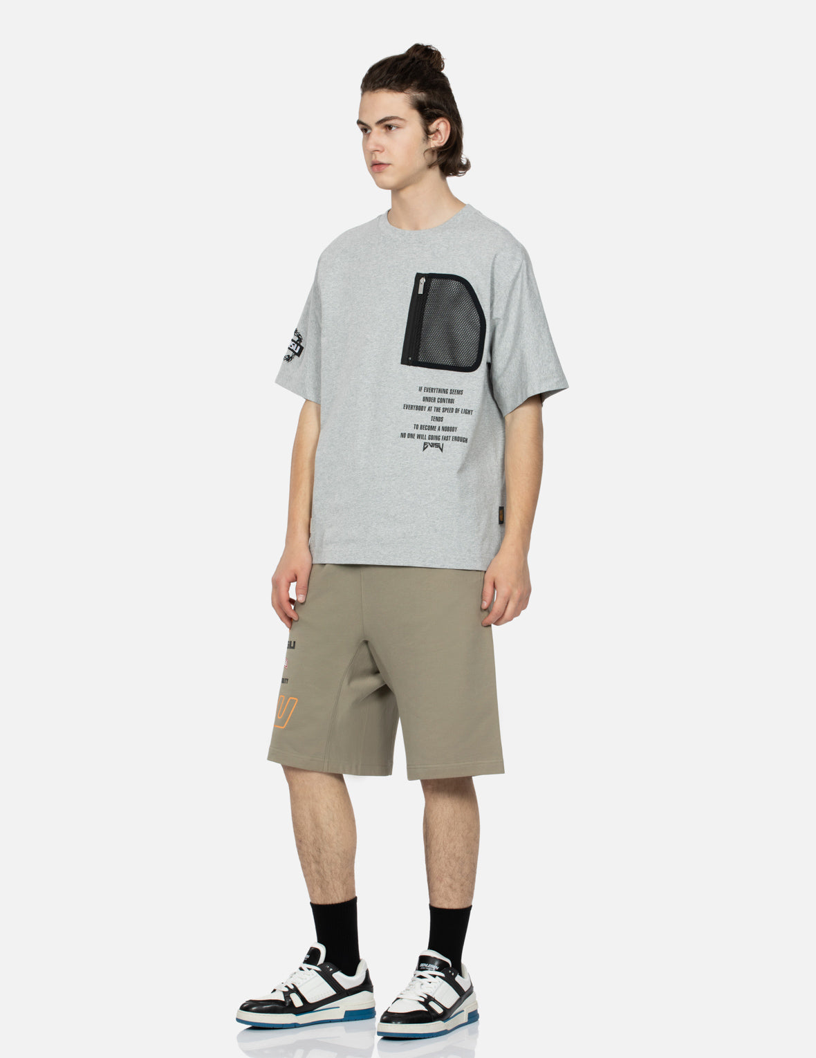 Logo Print and Kamon Embroidery Sweat Shorts