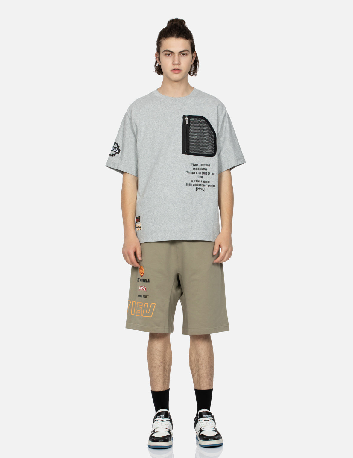 Logo Print and Kamon Embroidery Sweat Shorts – EVISU