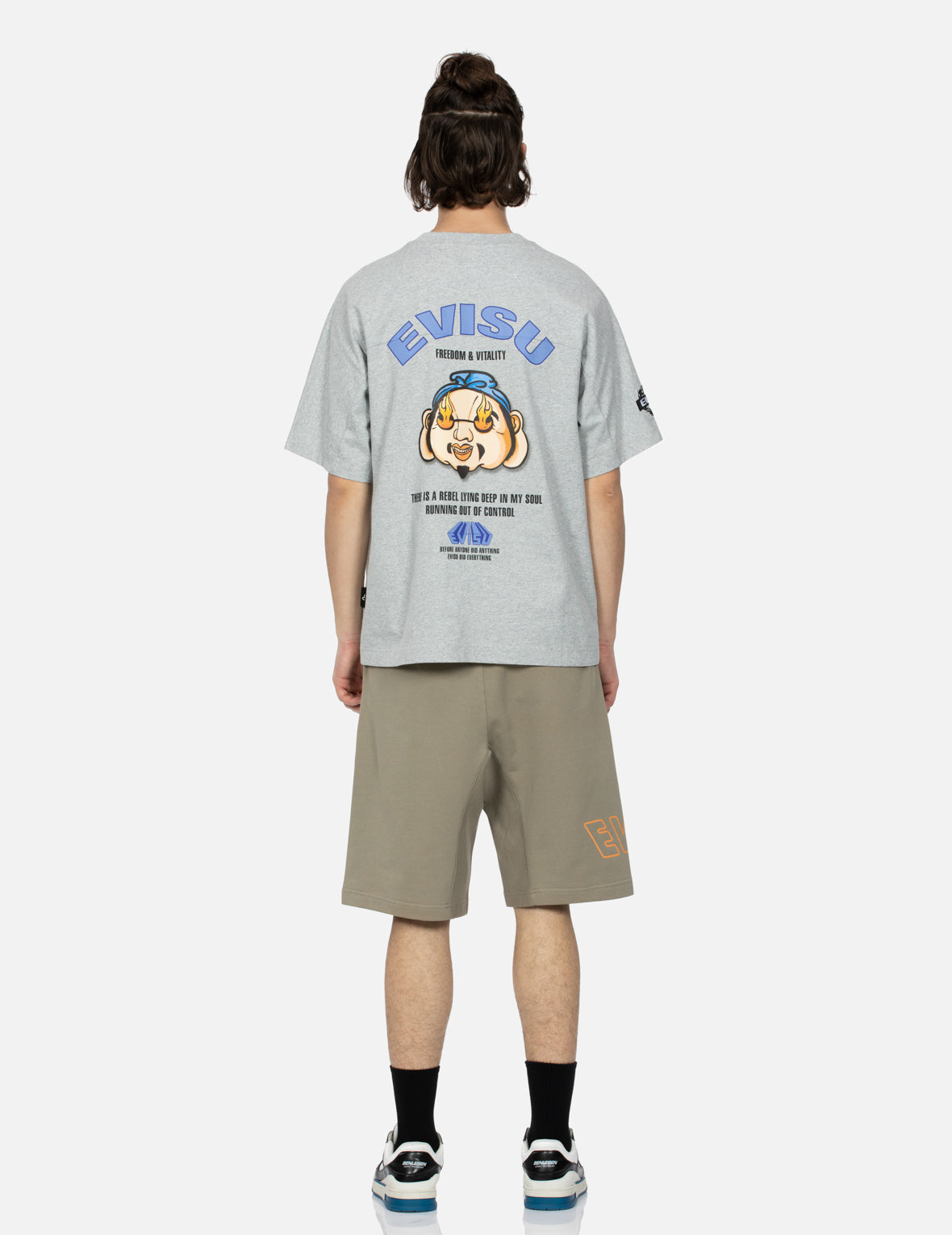 Logo Print and Kamon Embroidery Sweat Shorts