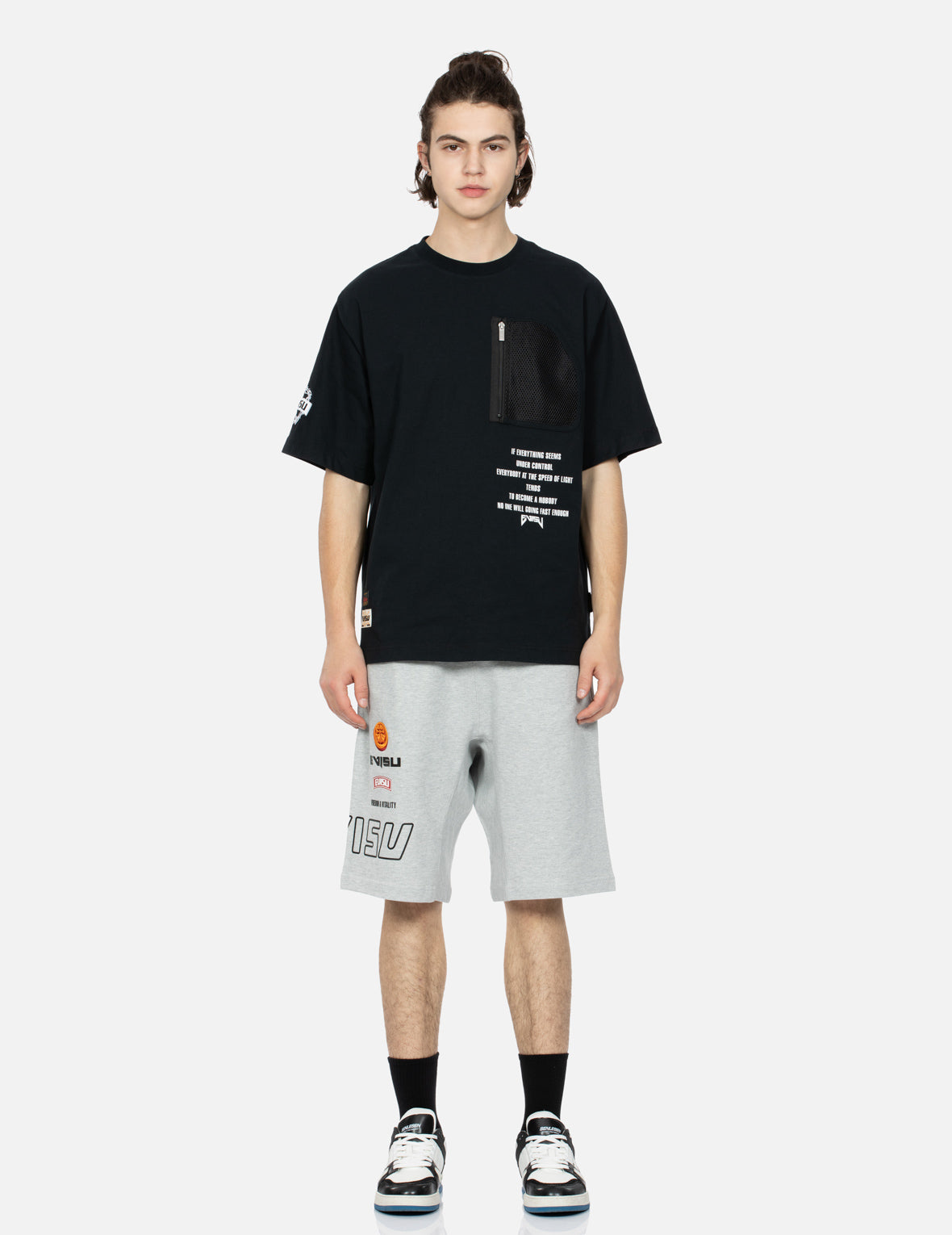 Logo Print and Kamon Embroidery Sweat Shorts – EVISU