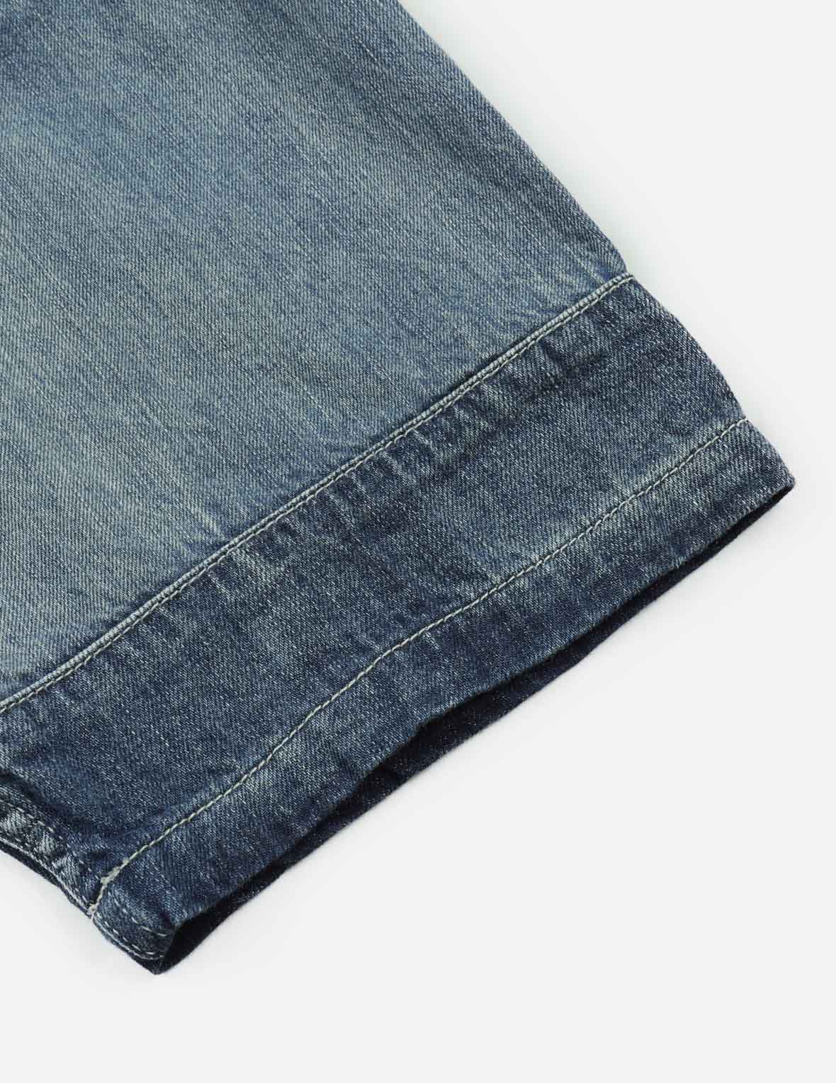Seagull Print and Multi-Patches Loose Fit Denim Shirt