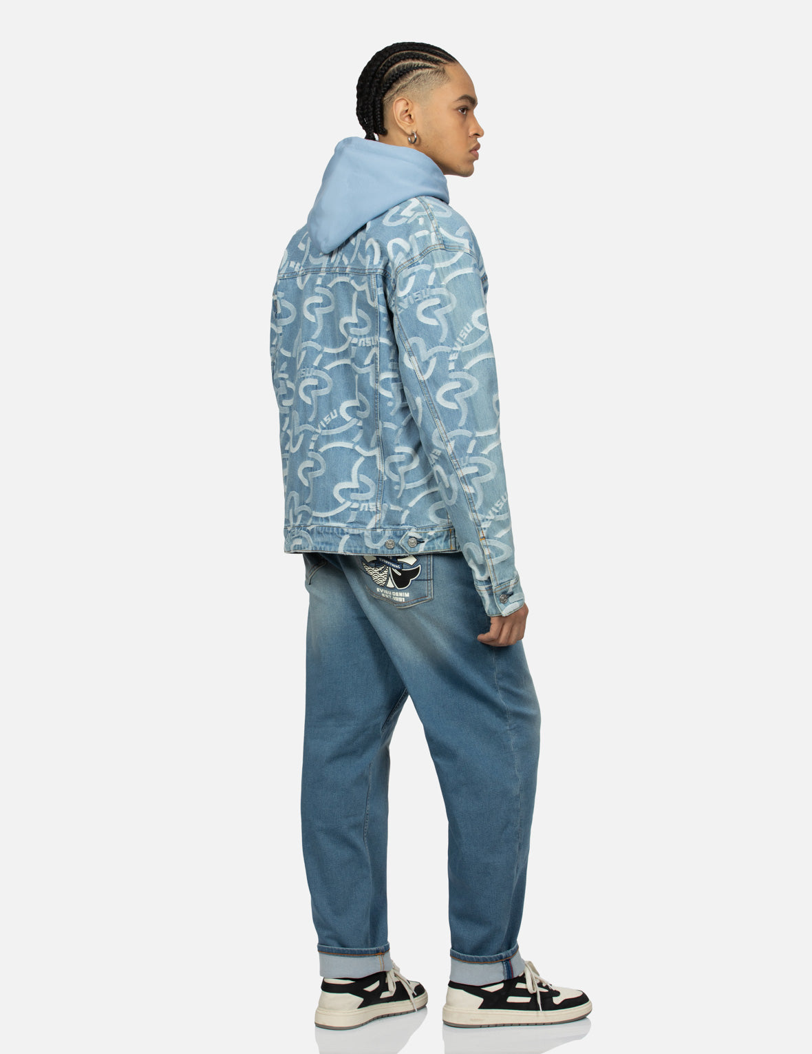 Allover Seagull Jacquard Relax Fit Denim Jacket