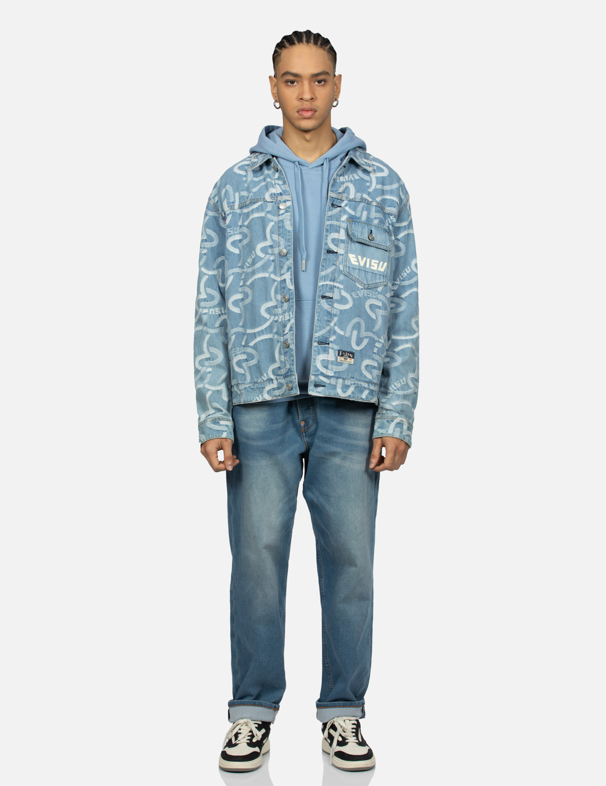 Allover Seagull Jacquard Relax Fit Denim Jacket