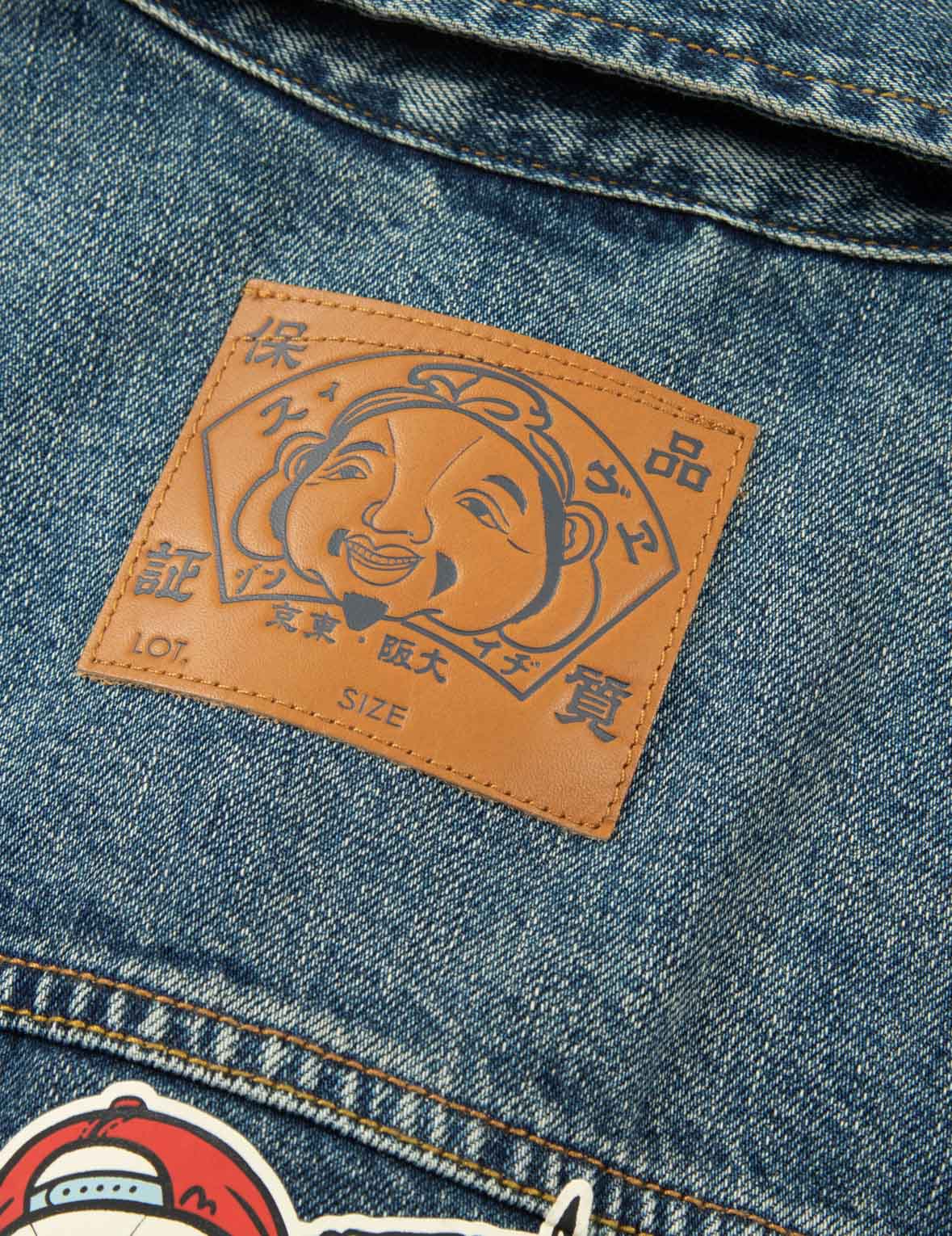 Seagull Embroidery 
Godhead Print Relax Fit Denim Jacket