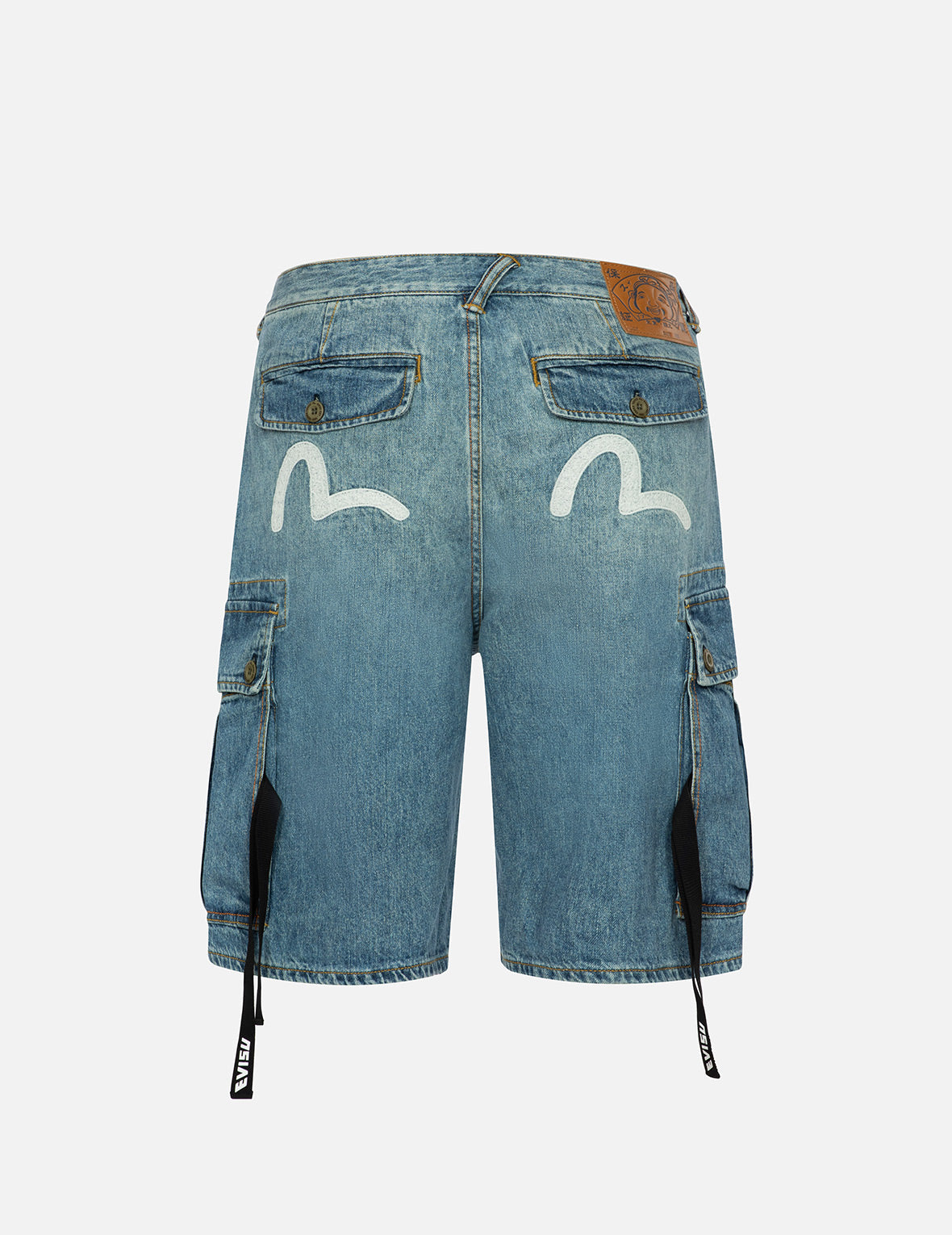 Seagull Print Relax Fit Denim Shorts