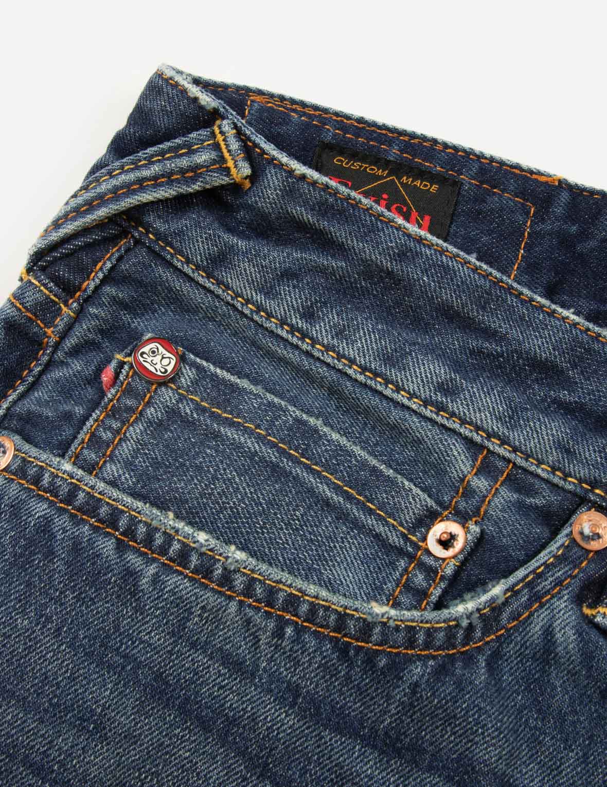 花札达摩大M及刺绣窄脚牛仔裤#2017 – EVISU