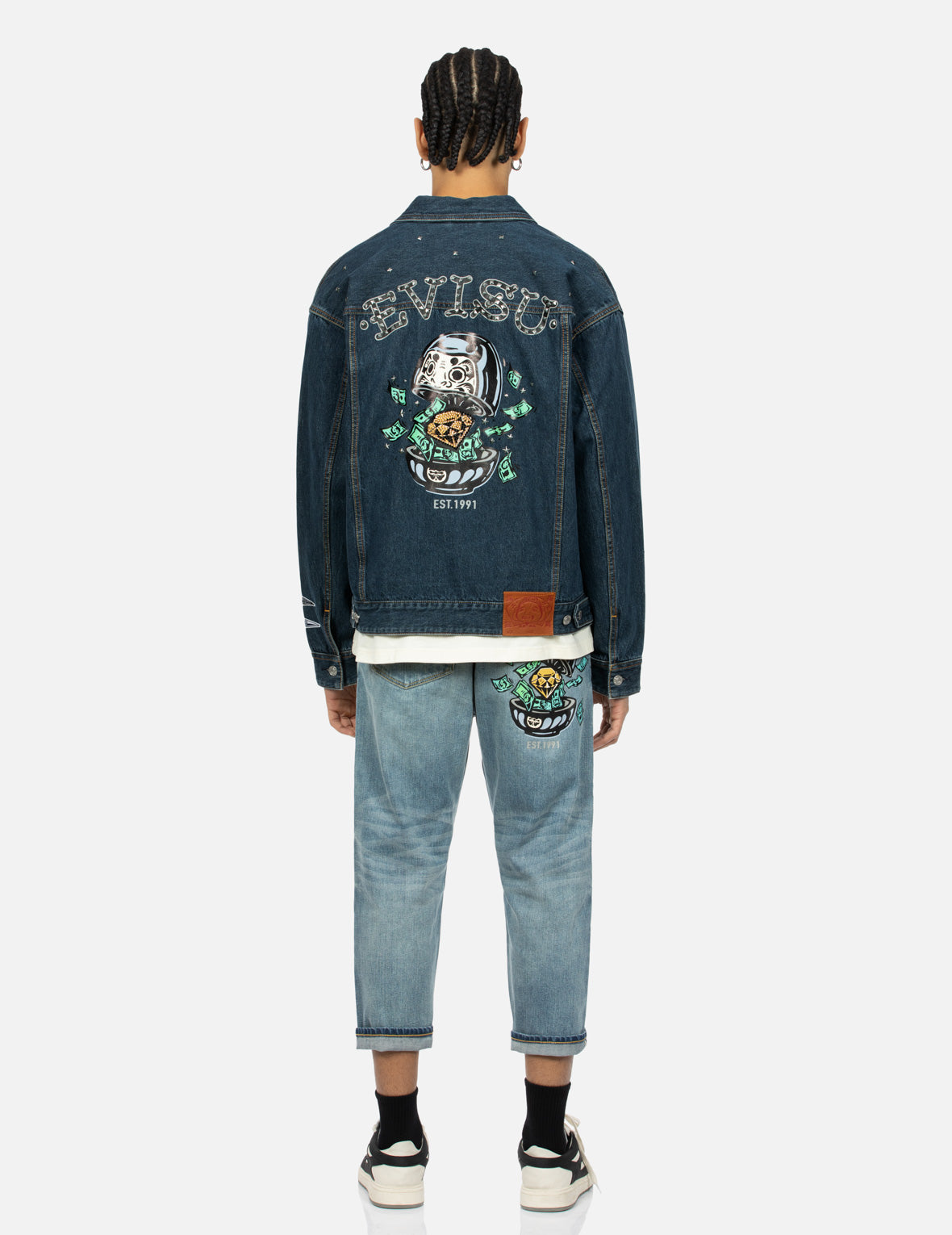 Diamond Daruma Printed Pocket Cropped-Fit Jeans #2027 – EVISU