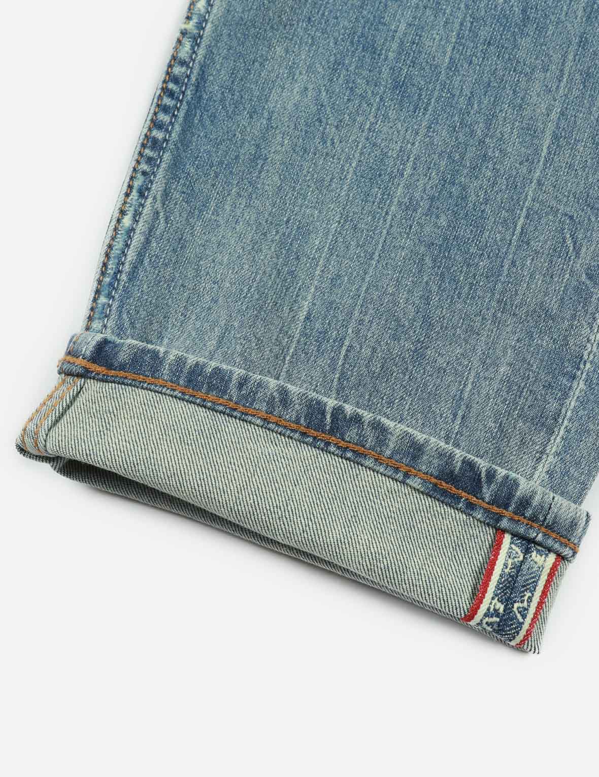Washed Multiple Distressed Print with Splatter Marks Taper Fit Jeans #2017