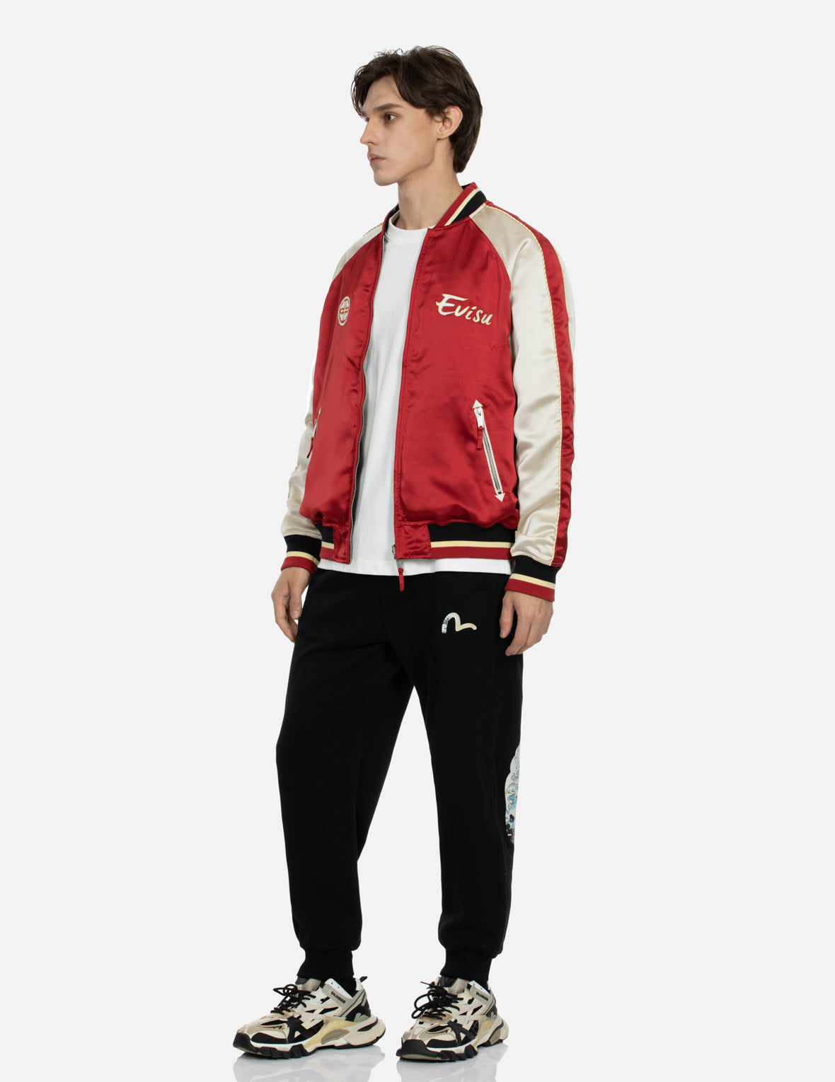 エヴィス　evisu シカゴジャケット Ebisu and Seagull Embroidery Relax Fit Padded Varsity Jacket