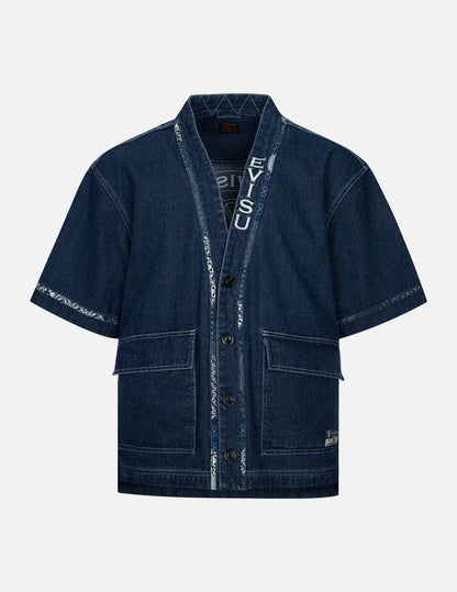 Kamon Appliqué Embroidery Loose Fit Denim Kimono – EVISU