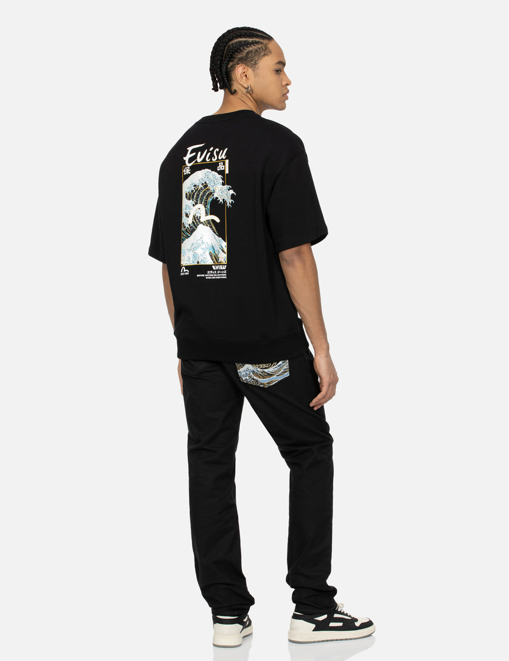 Seagull and The Great Wave Embroidery Taper Pants – EVISU 