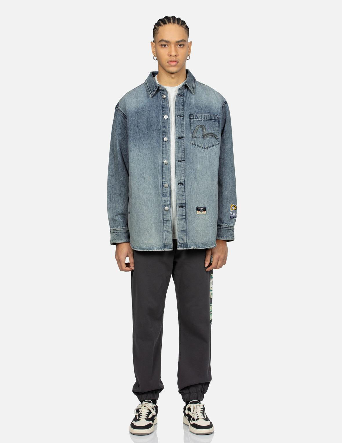 Brush Daicock Print Regular Fit Denim Shirt Jacket