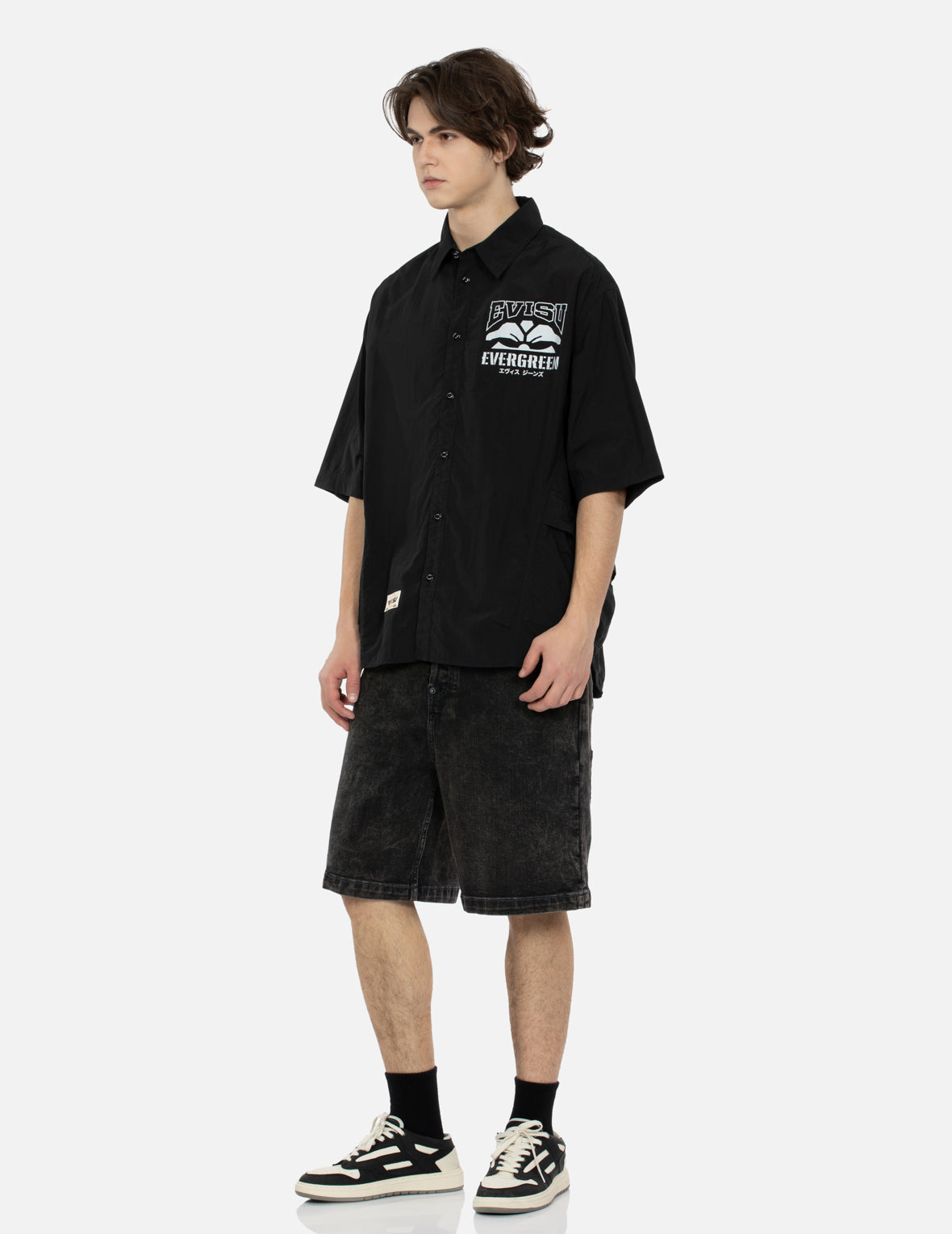 Multi-Reflective Print Oversized Short Sleeve Shirt