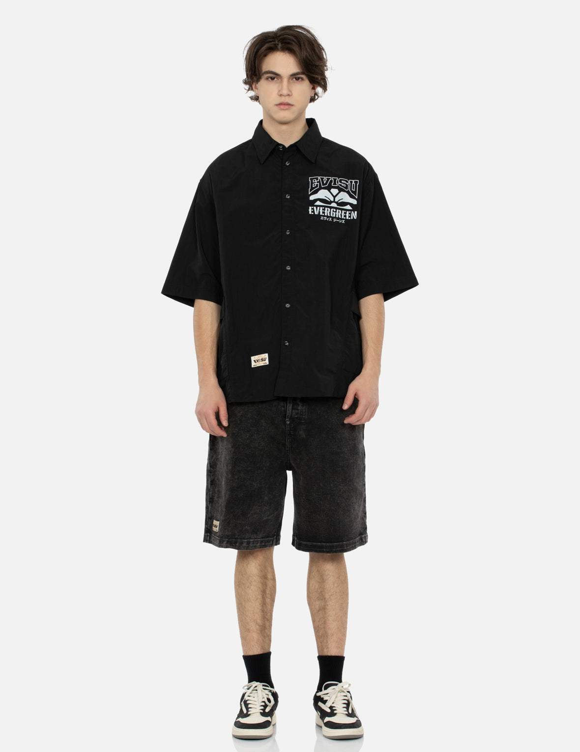 Multi-Reflective Print Oversized Short Sleeve Shirt